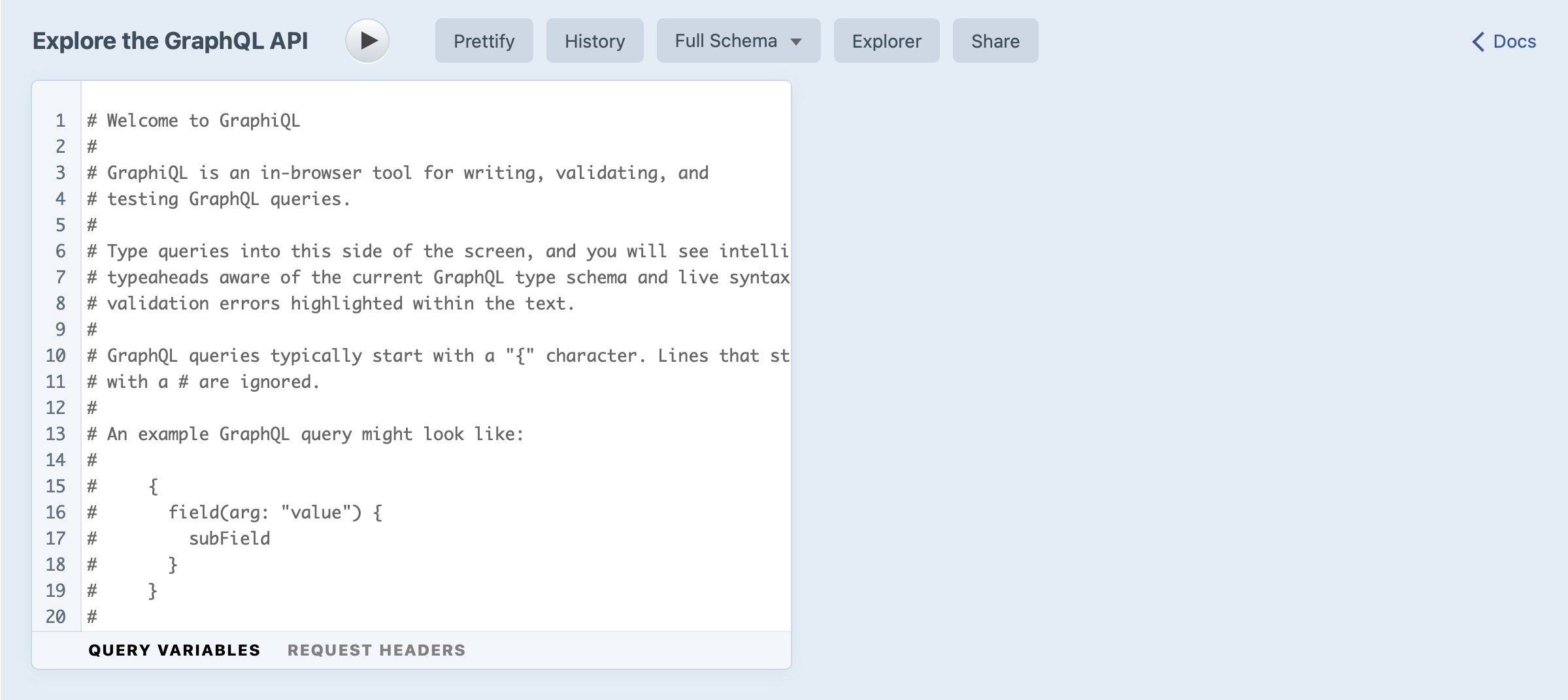Screenshot of GraphiQL
