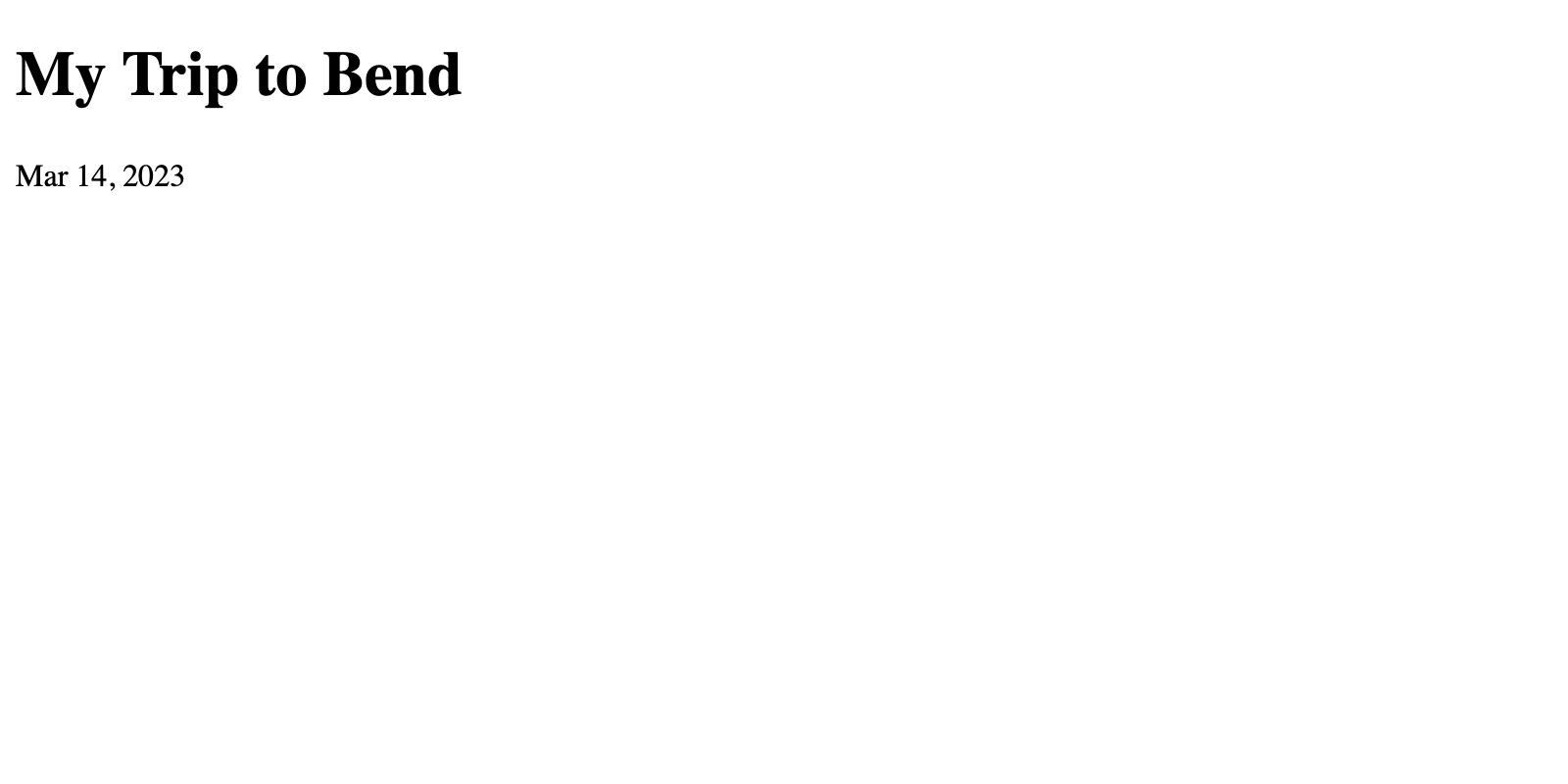 Screenshot of detail page with dynamic title and entry date